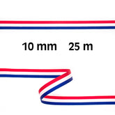 Rood wit blauw lint | 10 mm | Aanbieding 25 meter Lint RWBLINT - 10MM - 25M